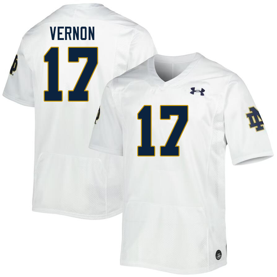 Men #17 Brenan Vernon Notre Dame Fighting Irish College Football Jerseys Stitched Sale-White
